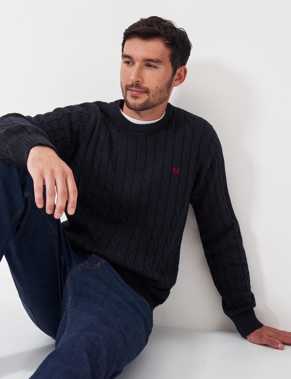 Pure Cotton Cable Crew Neck Jumper 3 of 5