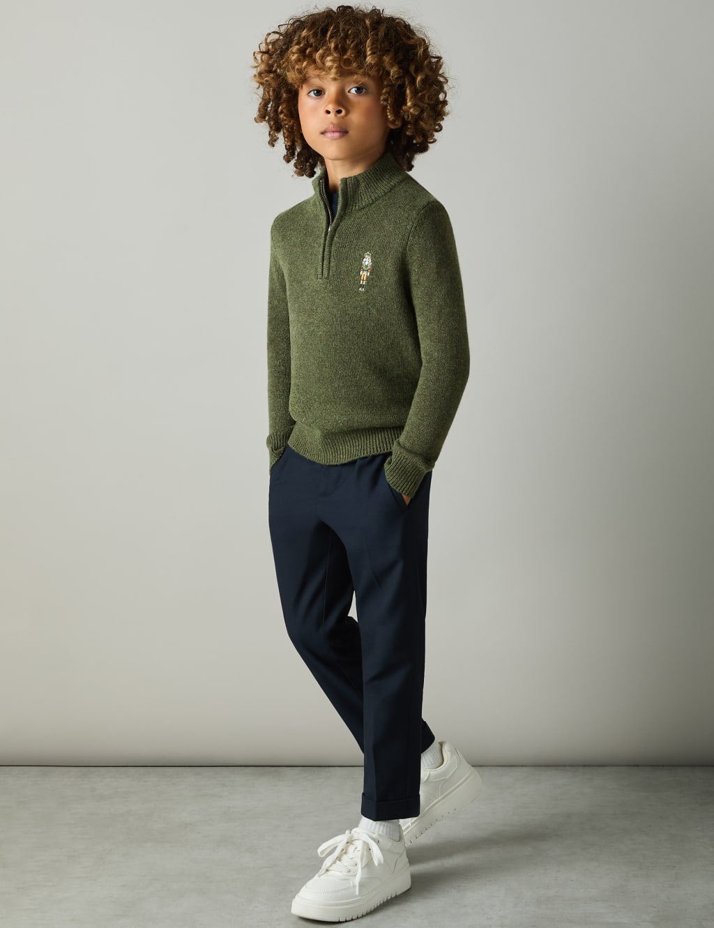 Knitted Nutcracker Half Zip Jumper with Wool 3 14 Yrs Reiss M S