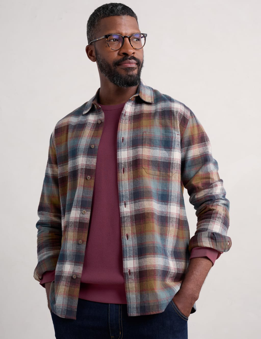 Check cotton flannel shirt store