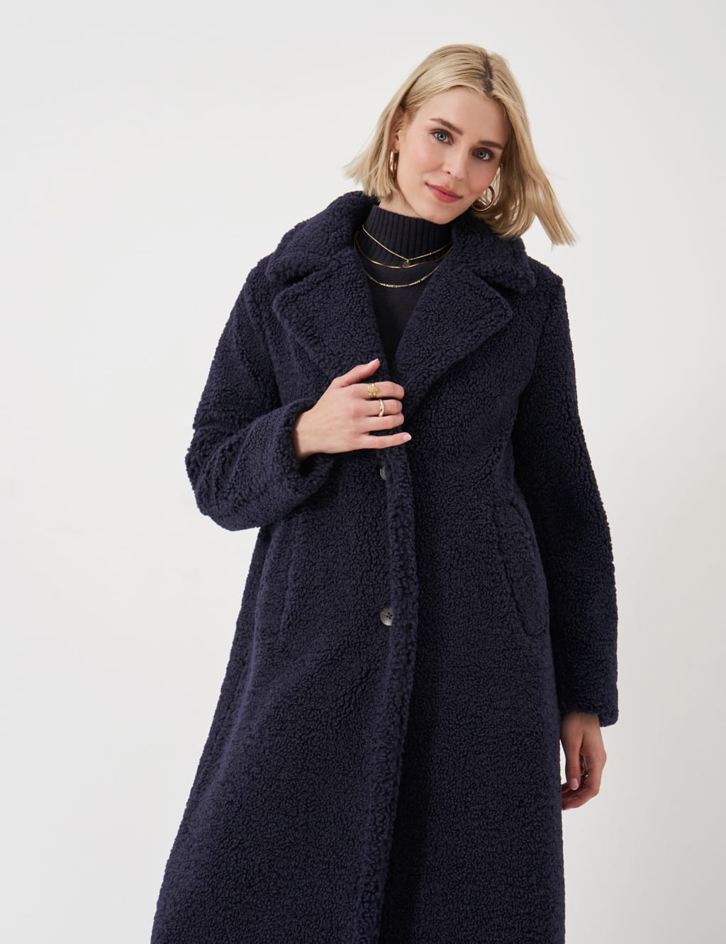 Teddy Longline Coat Crew Clothing M S