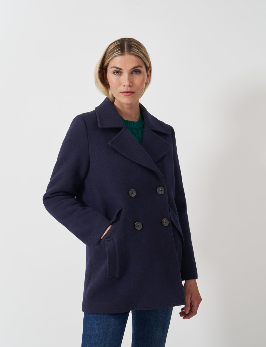 Wool blend double breasted peacoat hot sale