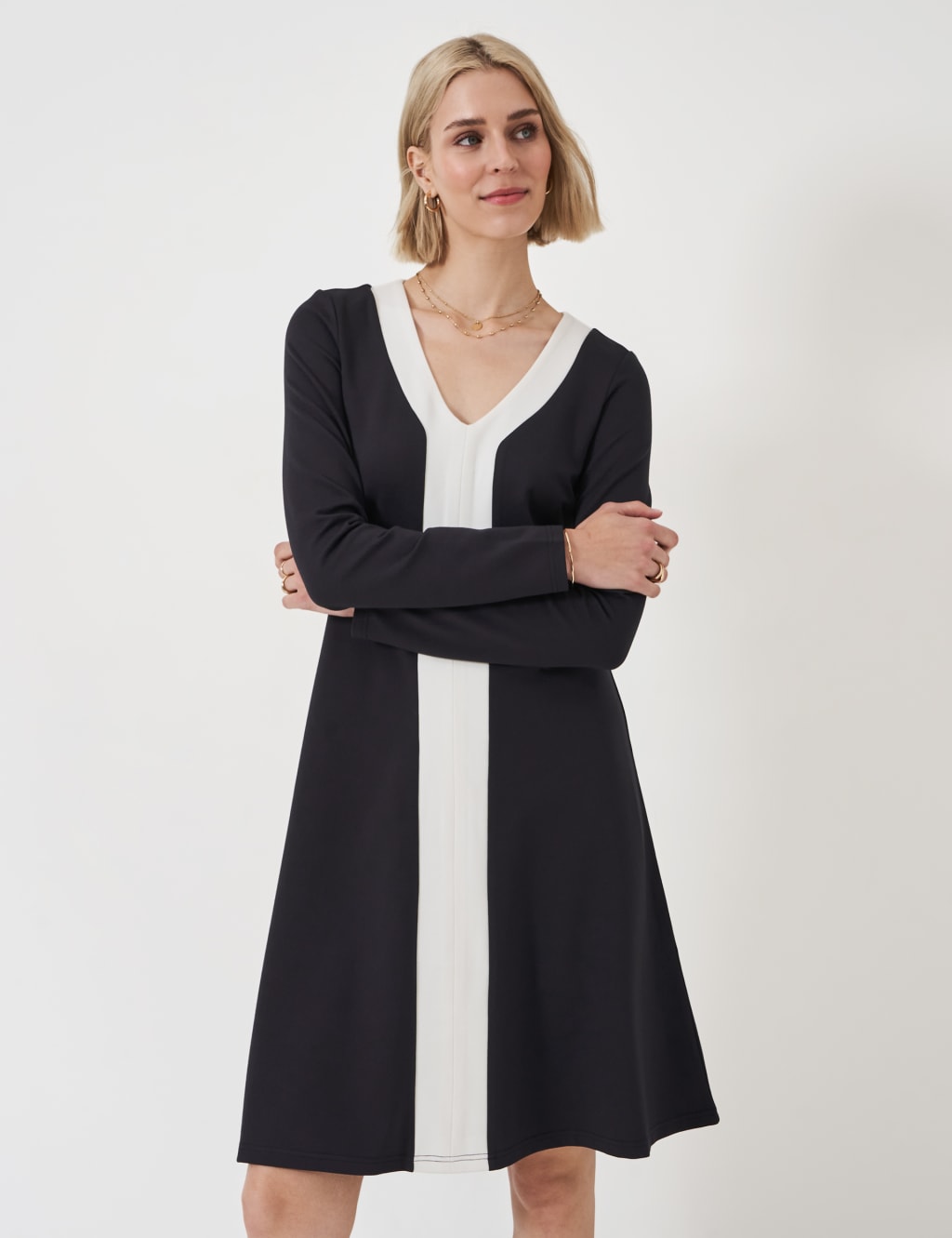Colour Block Knee Length Skater Dress