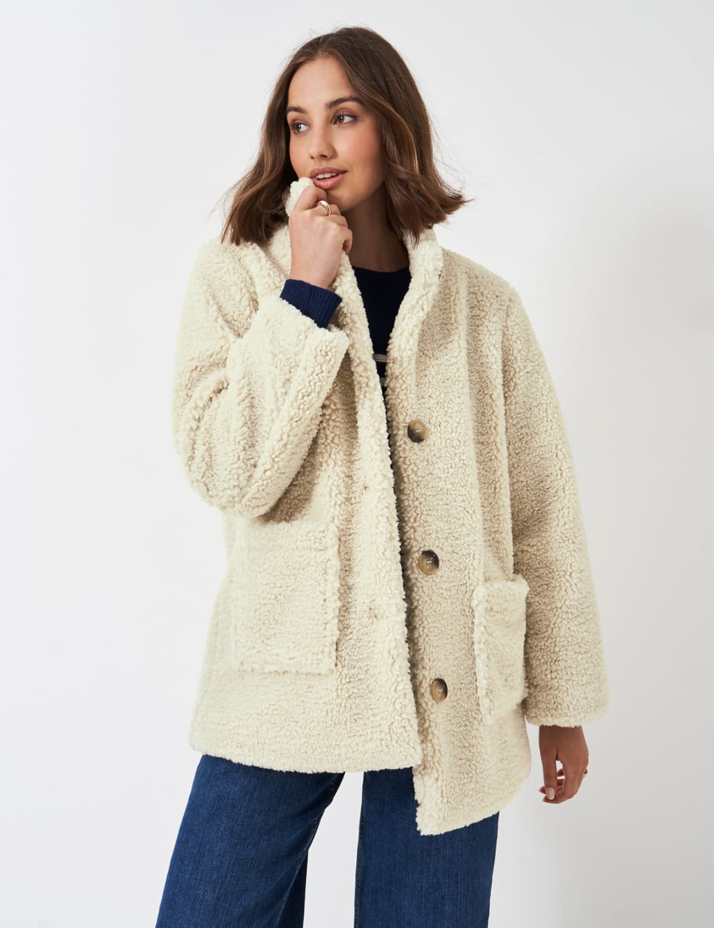 Borg High Neck Jacket Crew Clothing M S