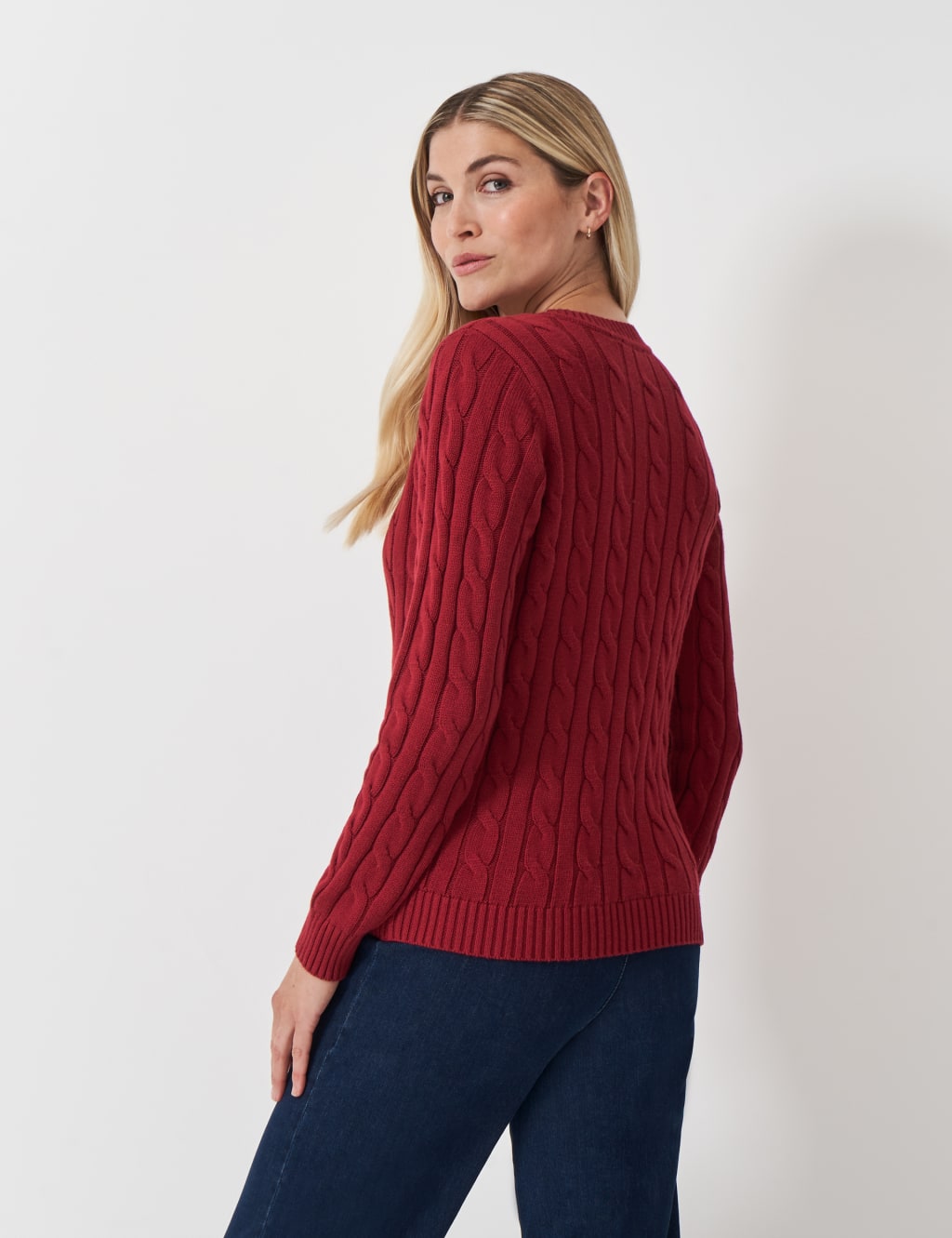 Cotton Rich Cable Knit Crew Neck Jumper 4 of 5