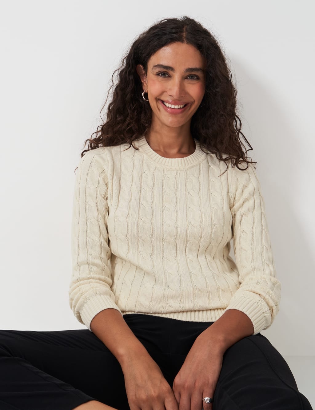 Women's Cable Knit Crew Neckline Jumper with Long Sleeves main image 0