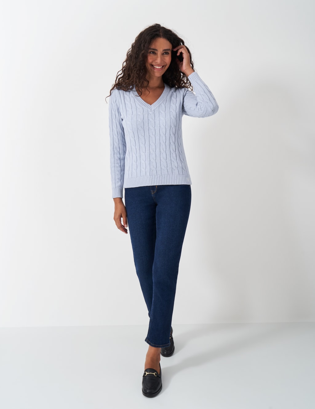 Chunky Cable Knit V Neck Jumper 3 of 5