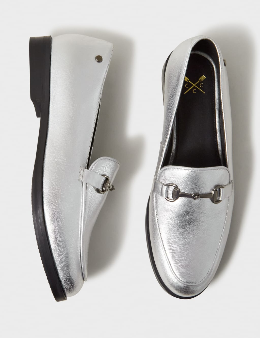 Leather Metallic Bar Flatform Loafers 3 of 4