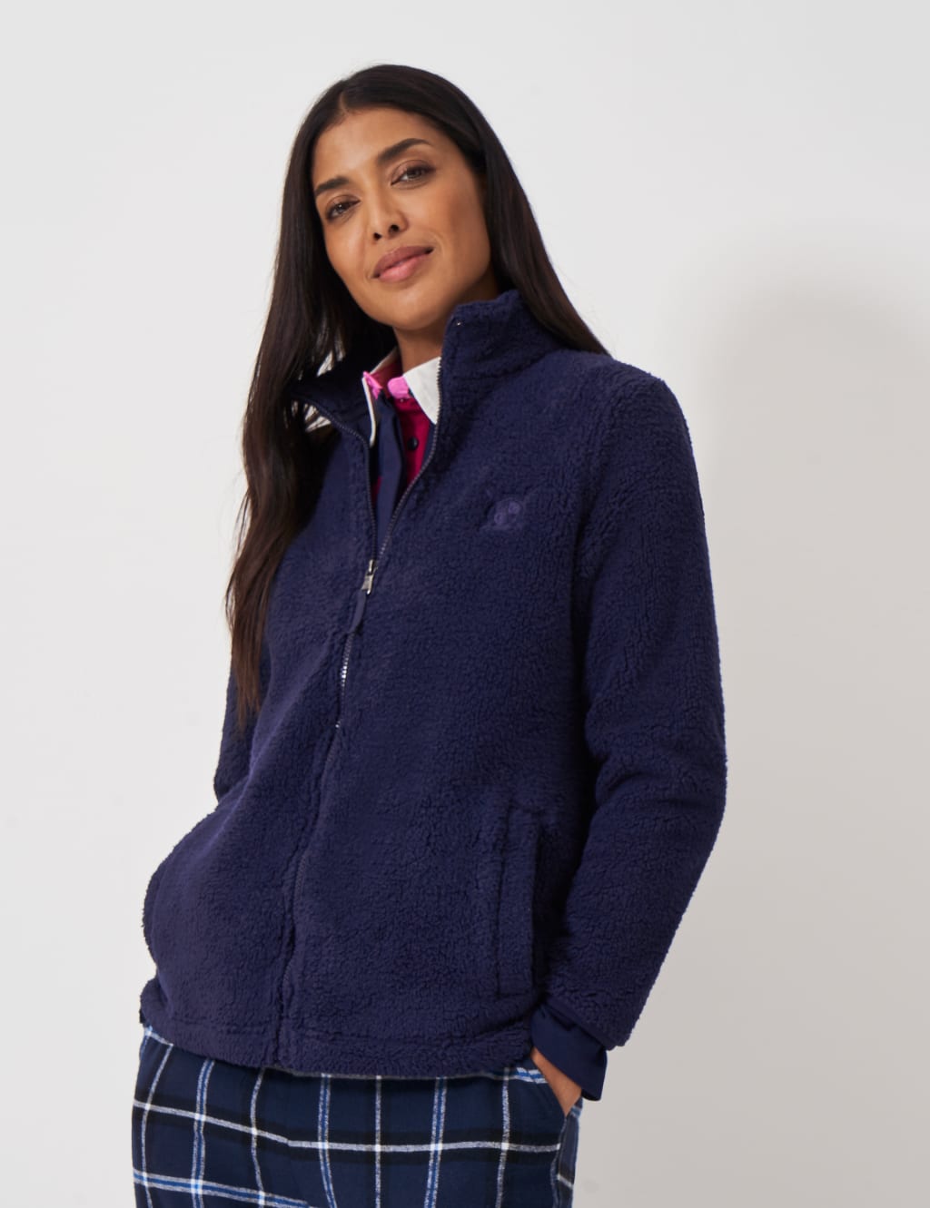 Borg Funnel Neck Zip Up Sweatshirt Crew Clothing M S