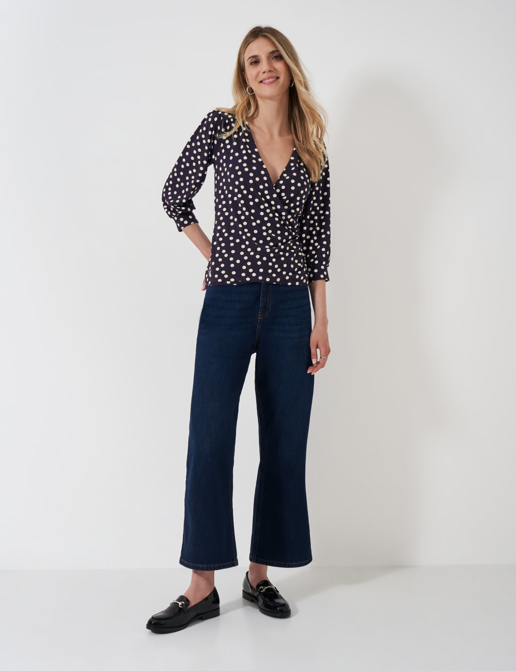 Jersey Polka Dot V-Neck Wrap Top 3 of 4