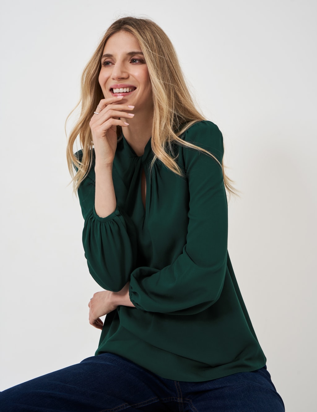 Draped Collared Twist Front Blouse 1 of 4