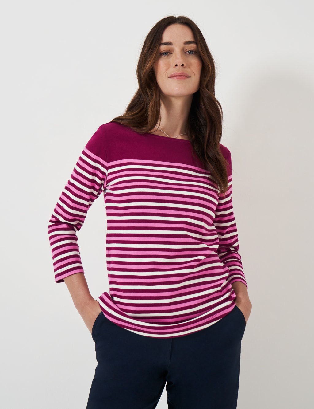 Pure Cotton Striped Crew Neck Top 1 of 5