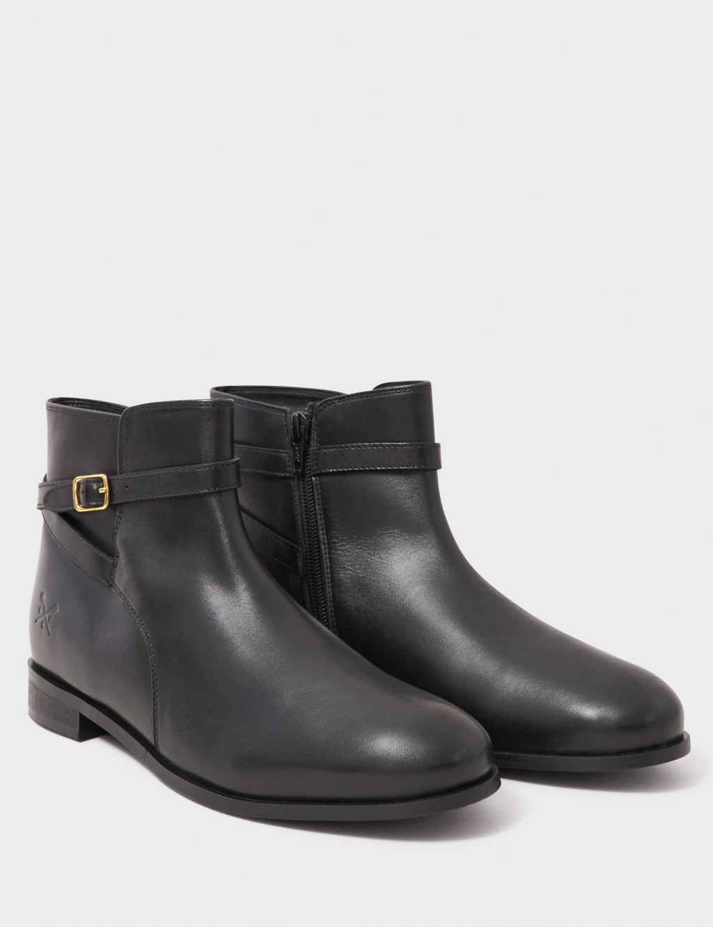 Leather Buckle Flat Round Toe Ankle Boots Crew Clothing M S