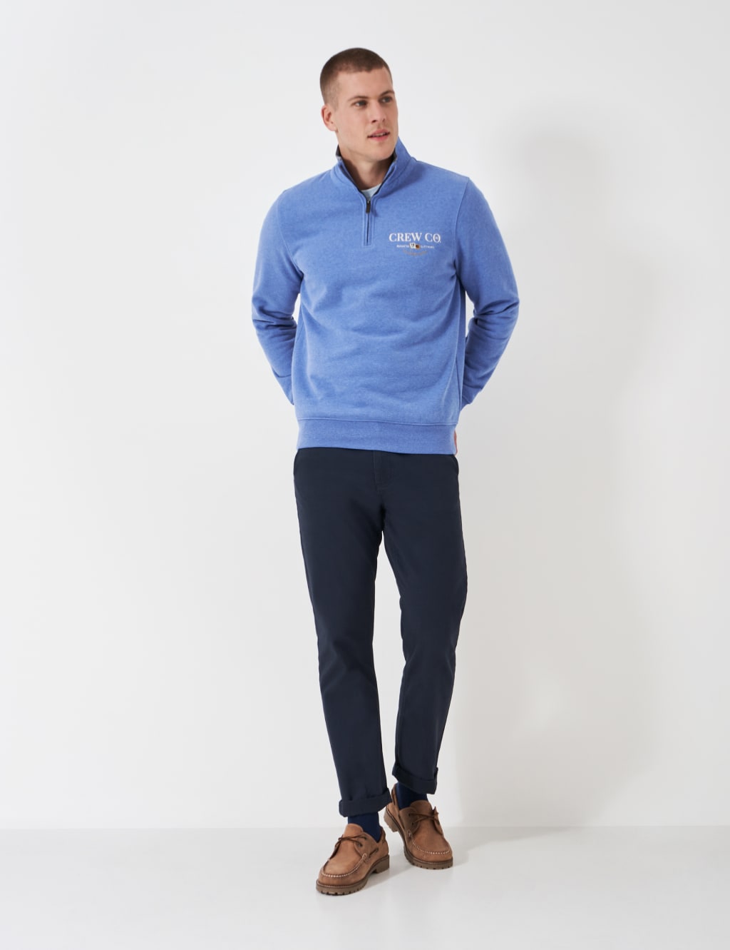 Cotton Rich Half Zip Sweatshirt | Crew Clothing | M&S