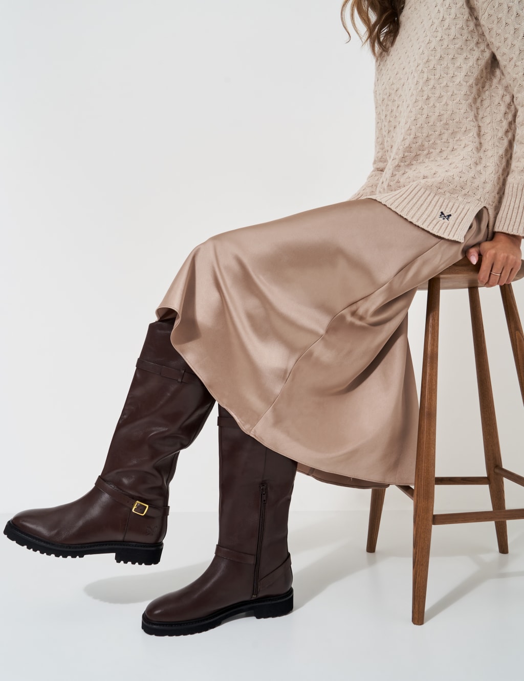 Leather flat boots hotsell