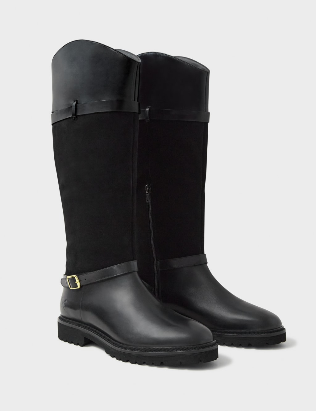 Leather Platform Knee High Boots