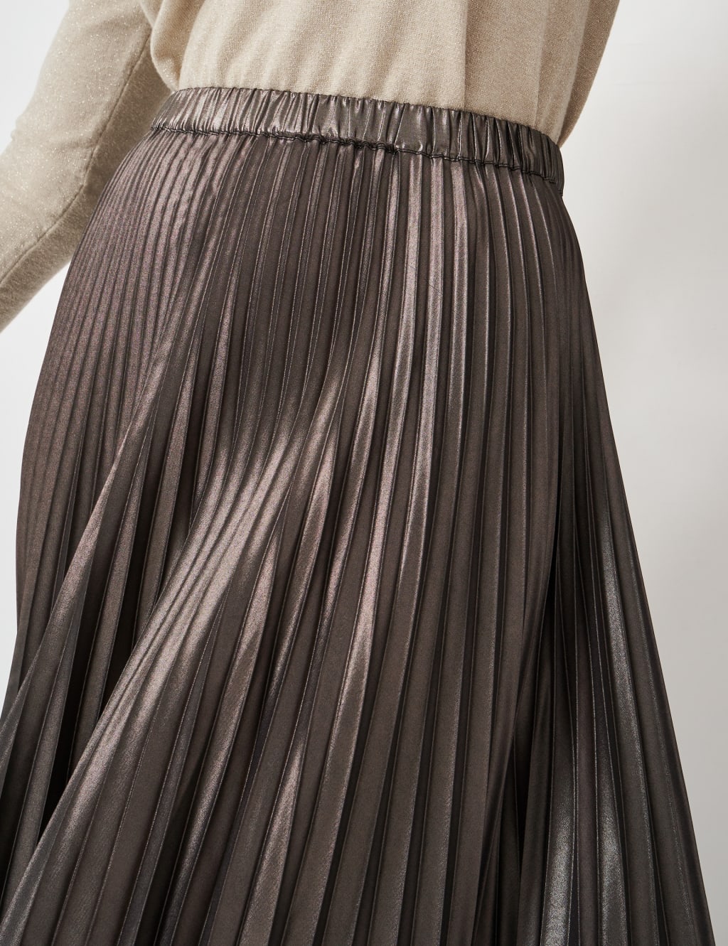 Metallic Pleated Midi Skirt Crew Clothing M S