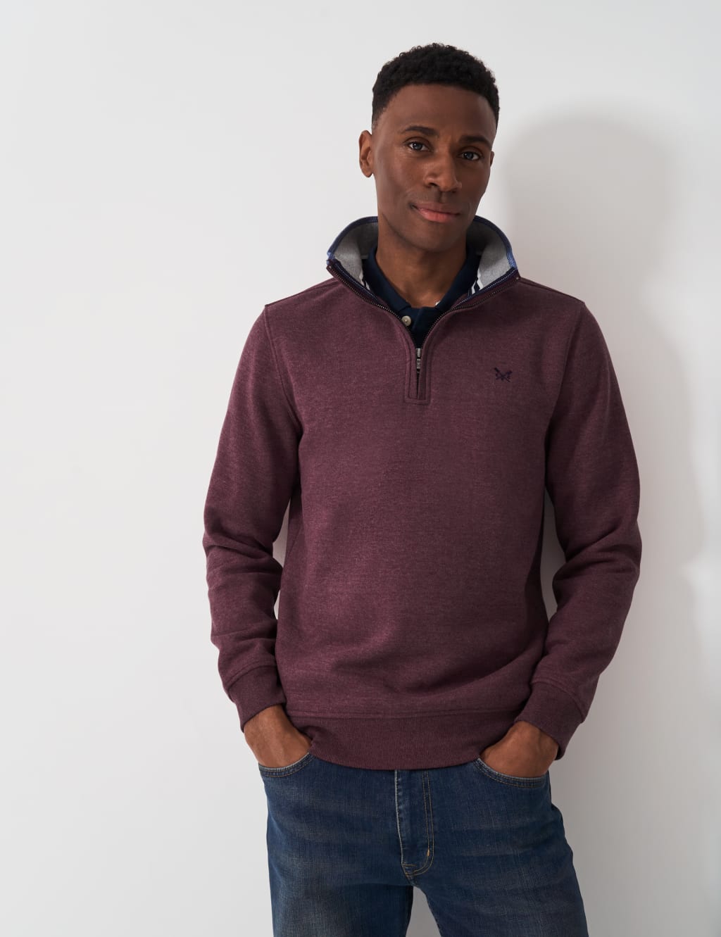 Cotton Rich Half Zip Sweatshirt Crew Clothing M S