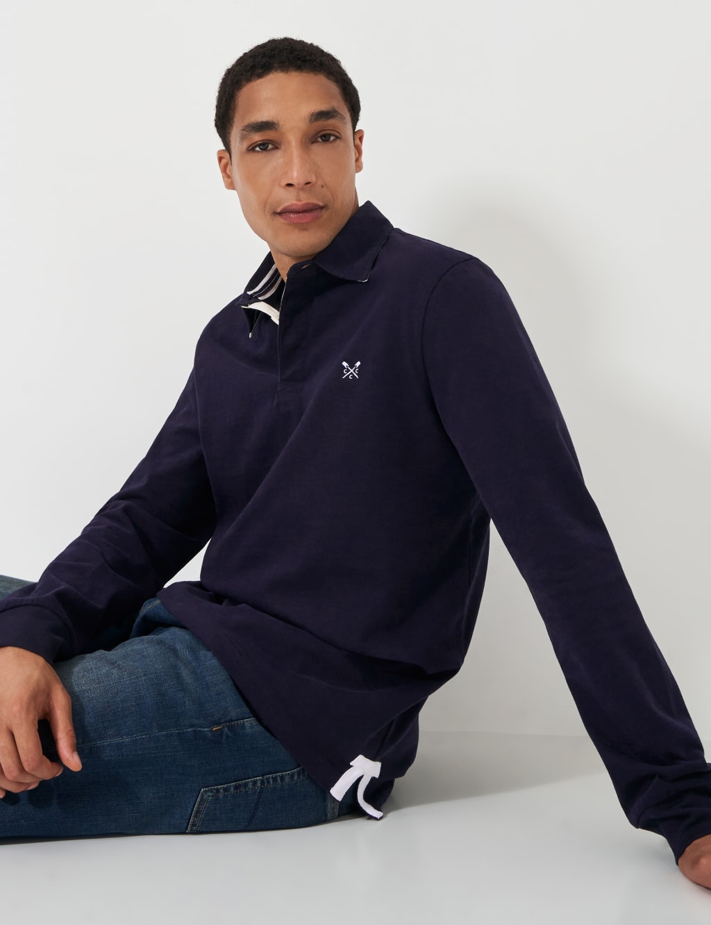Pure Cotton Tipped Long Sleeve Rugby Shirt 3 of 5