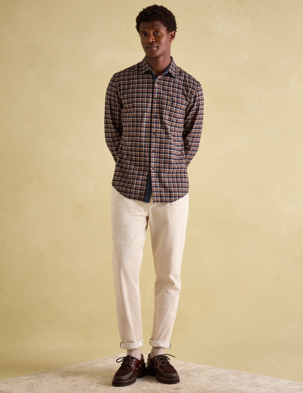Regular Fit Brushed Cotton Check Dress Shirt