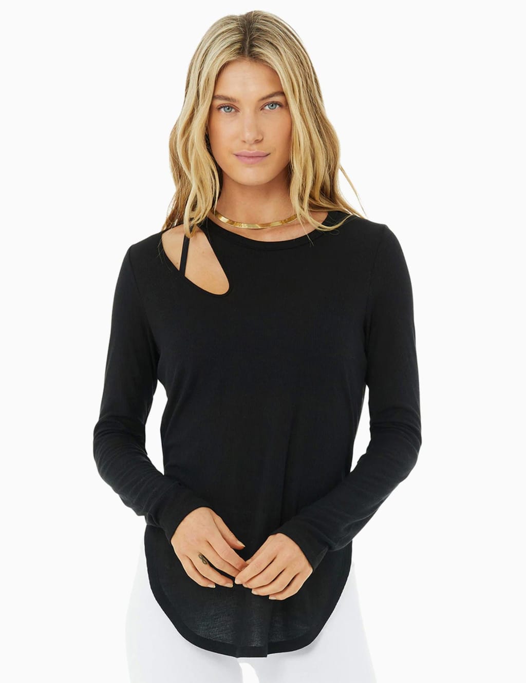 Ribbed Peak Cutout Long Sleeve Top Alo Yoga M S