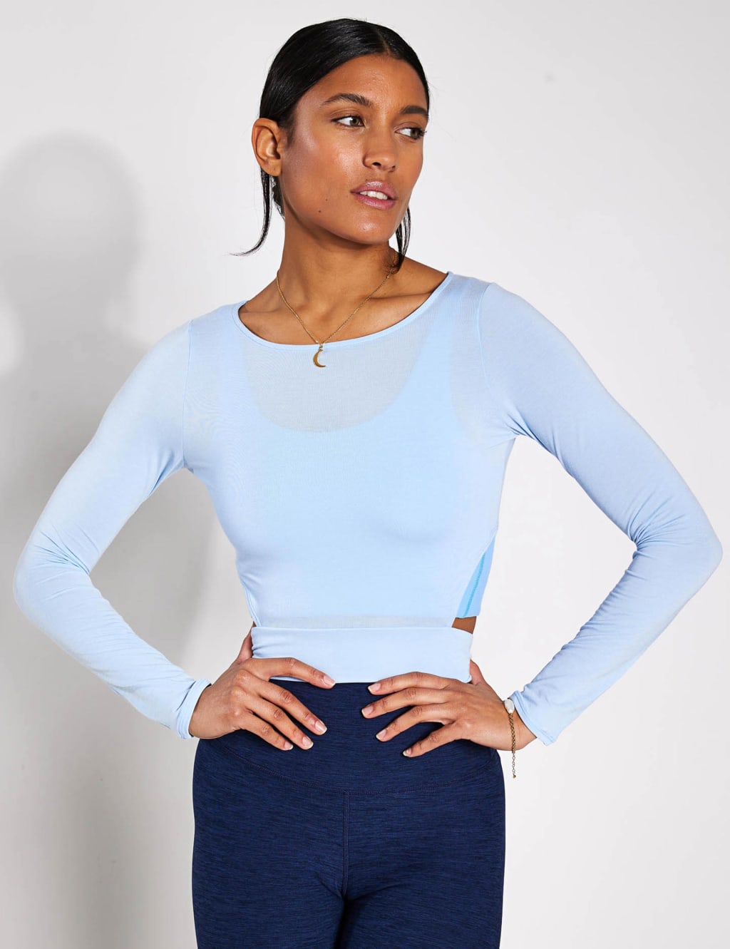 Grace Crew Neck Tie Waist Crop Top 1 of 6