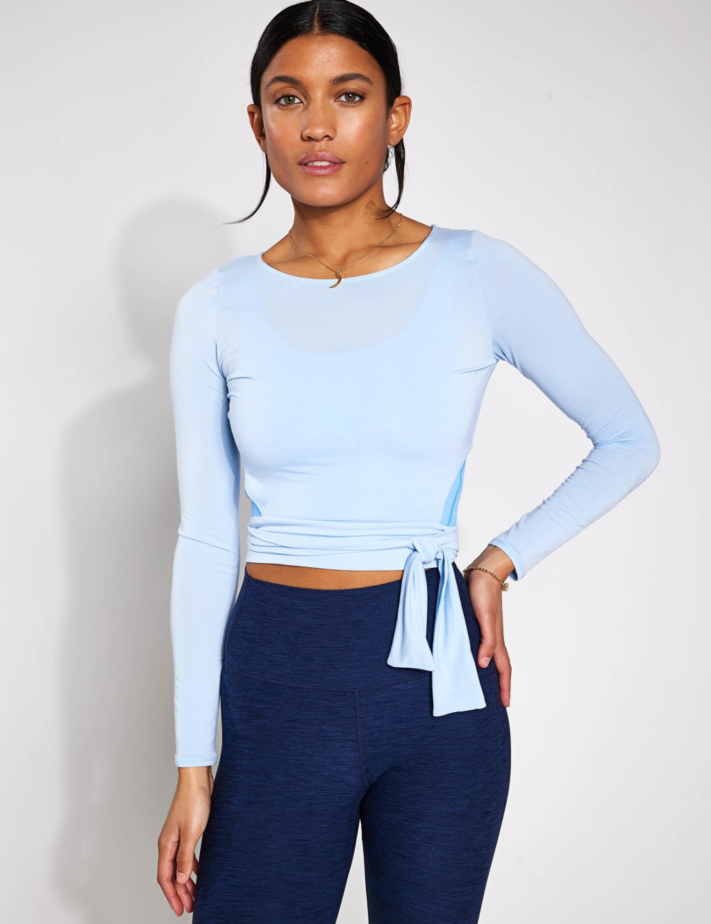 Grace Crew Neck Tie Waist Crop Top 4 of 6