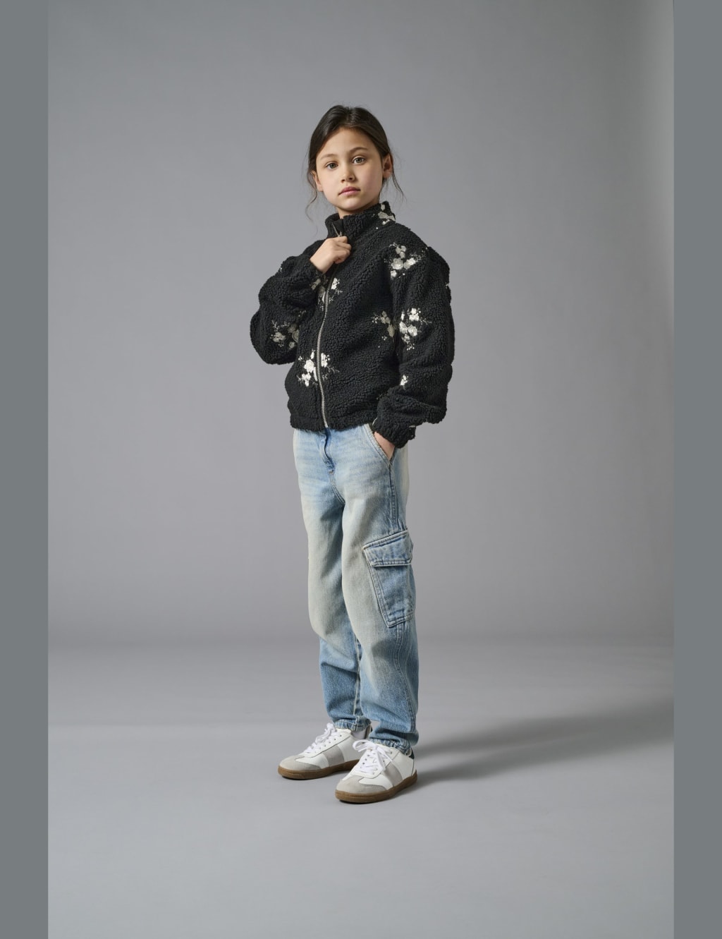 Borg Fleece Embroidered Floral Jacket (7-14 Yrs) 4 of 8