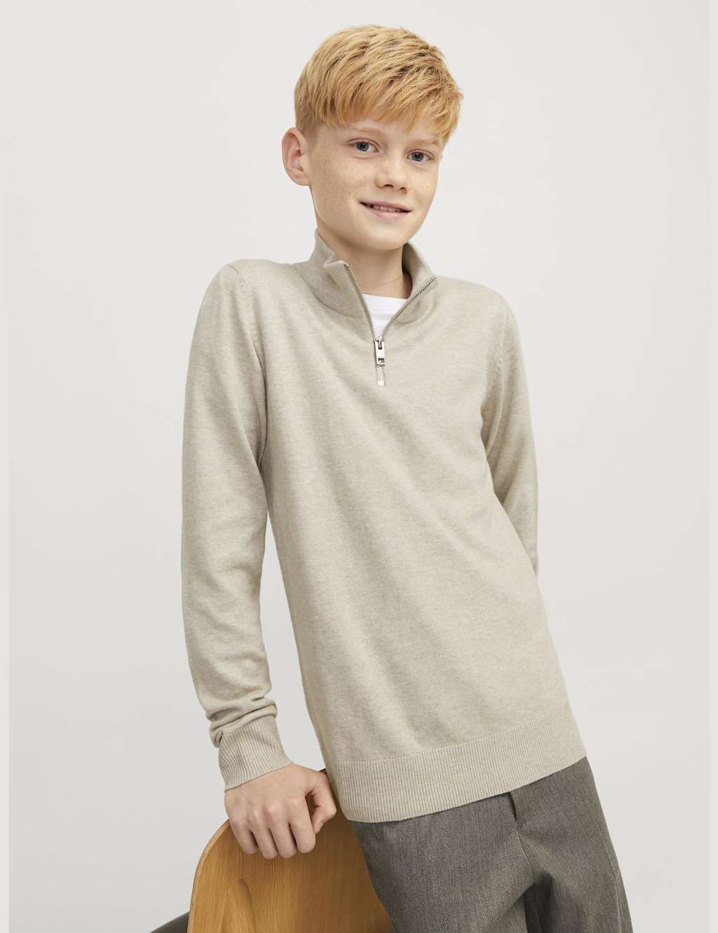 Cotton Rich Half Zip Knitted Sweatshirt (8-16 Yrs) 5 of 7
