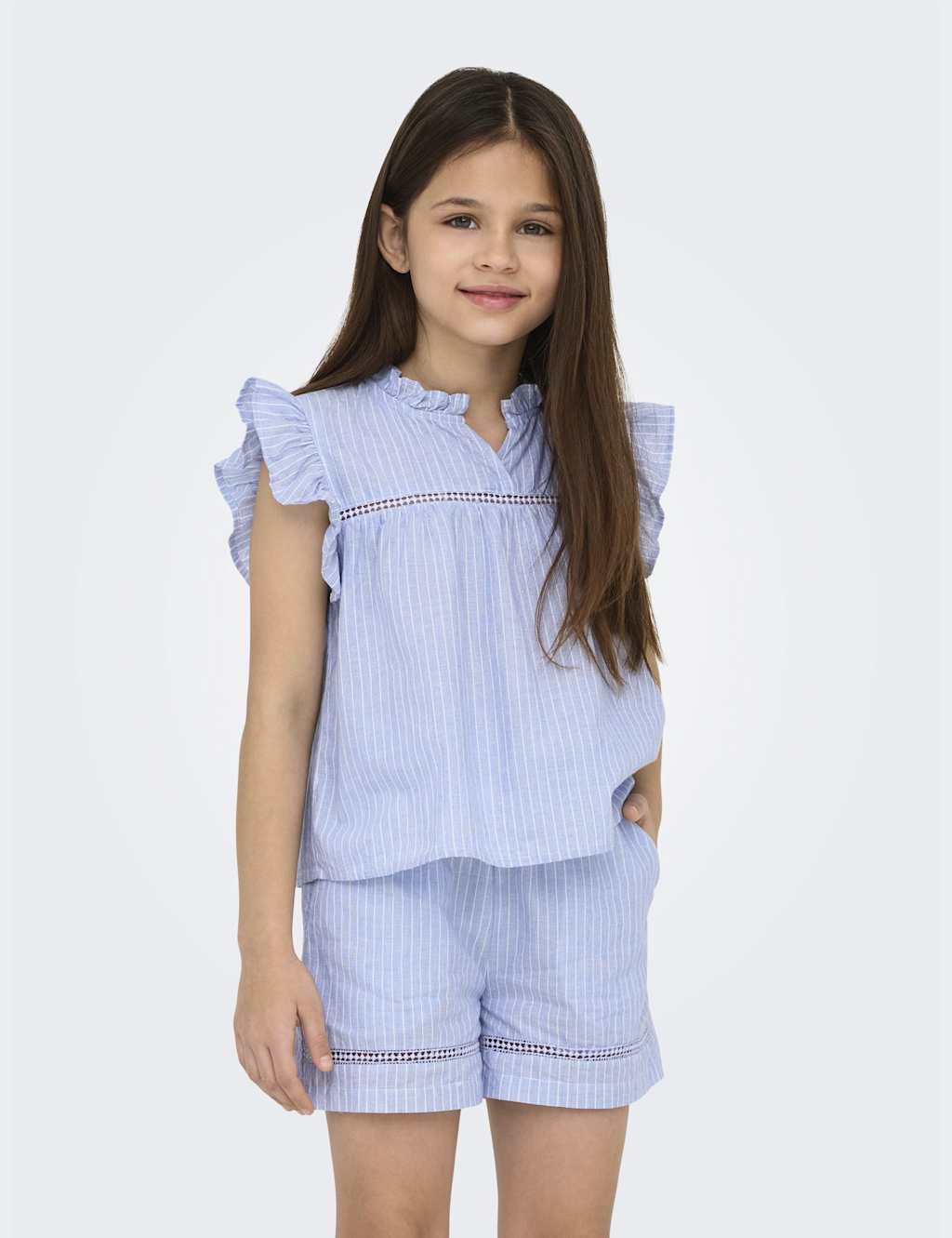 Pure Cotton Striped Ruffle Detail Top (8-14 Yrs) 3 of 4
