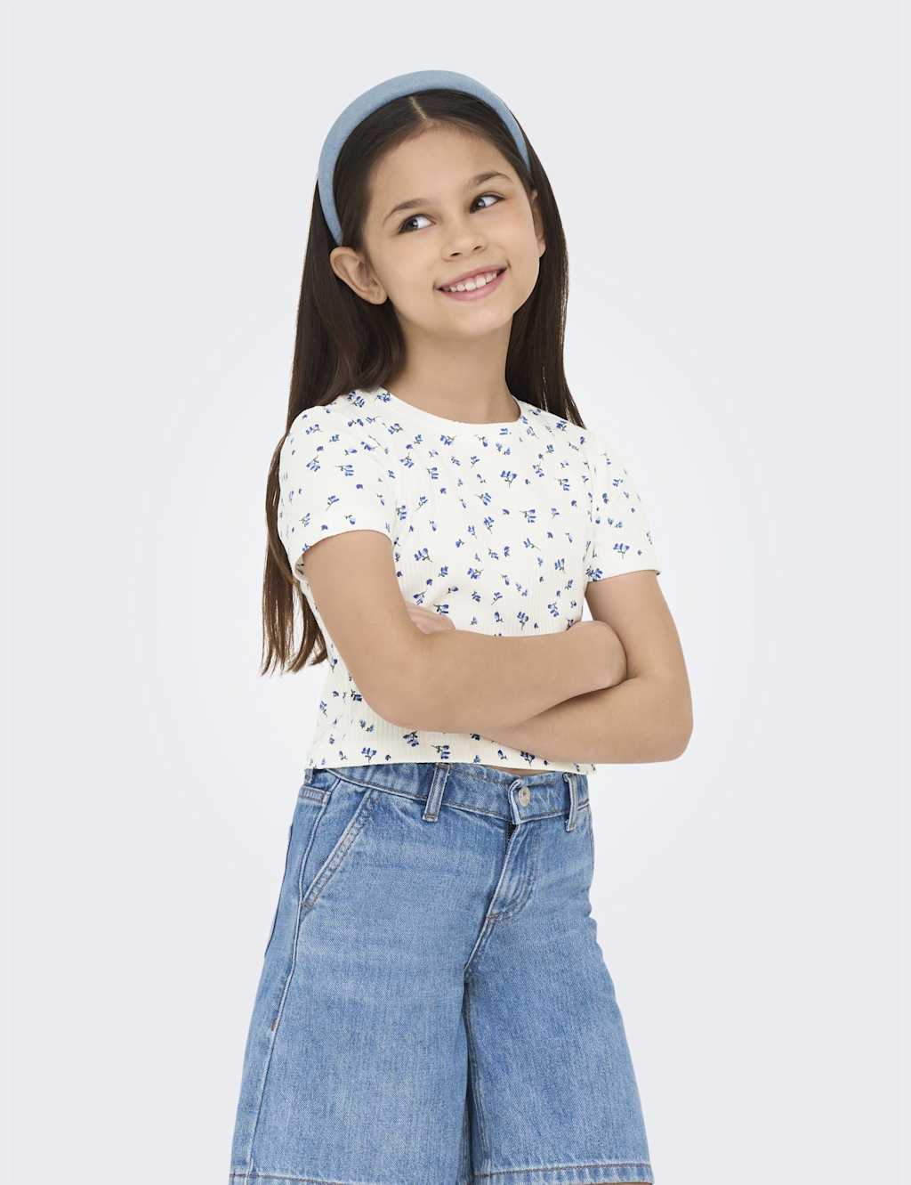 Cotton Rich Floral Cropped Top (7-14 Yrs) 4 of 5