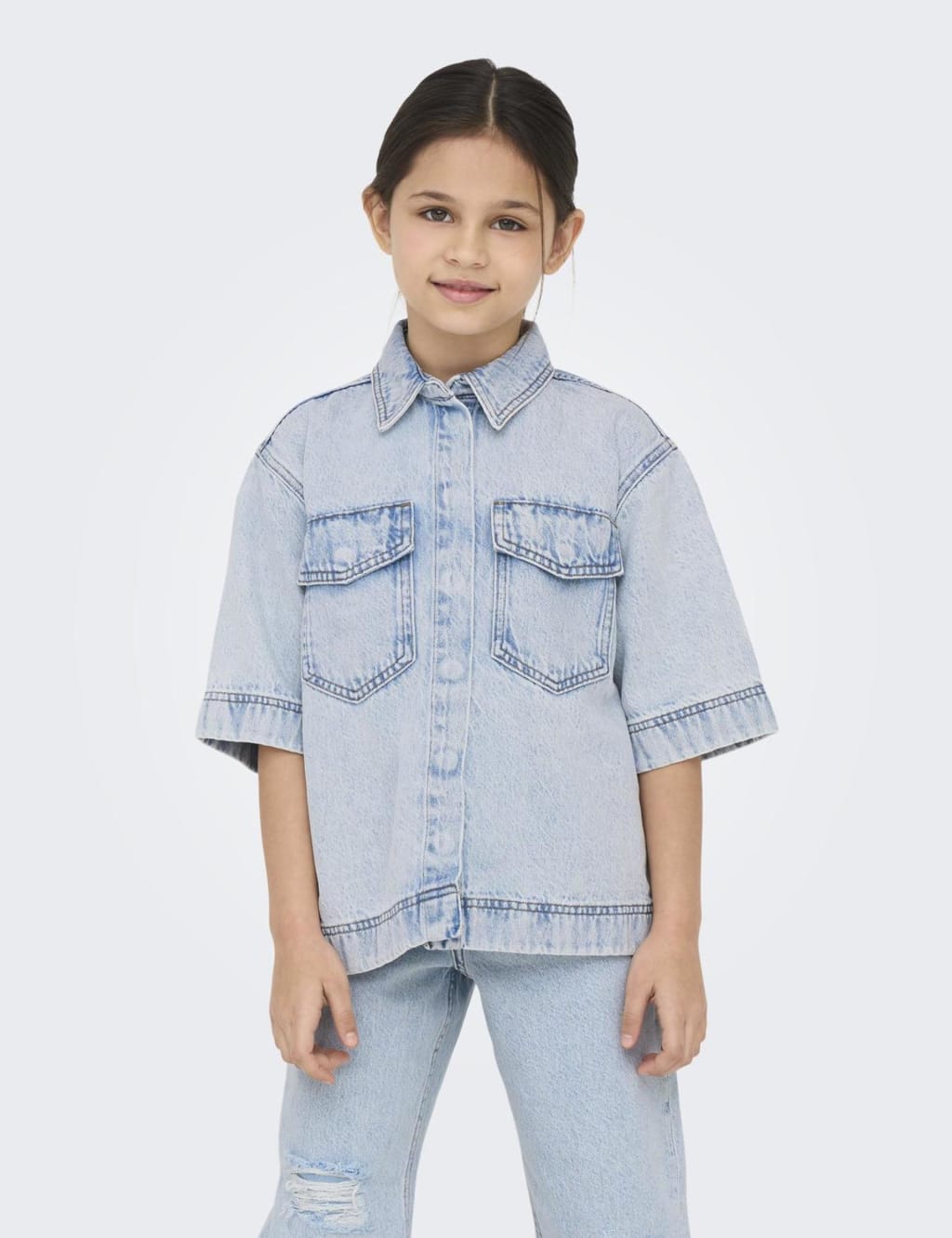 Pure Cotton Denim Denim Oversized Shirt (8-14 Yrs) 4 of 7
