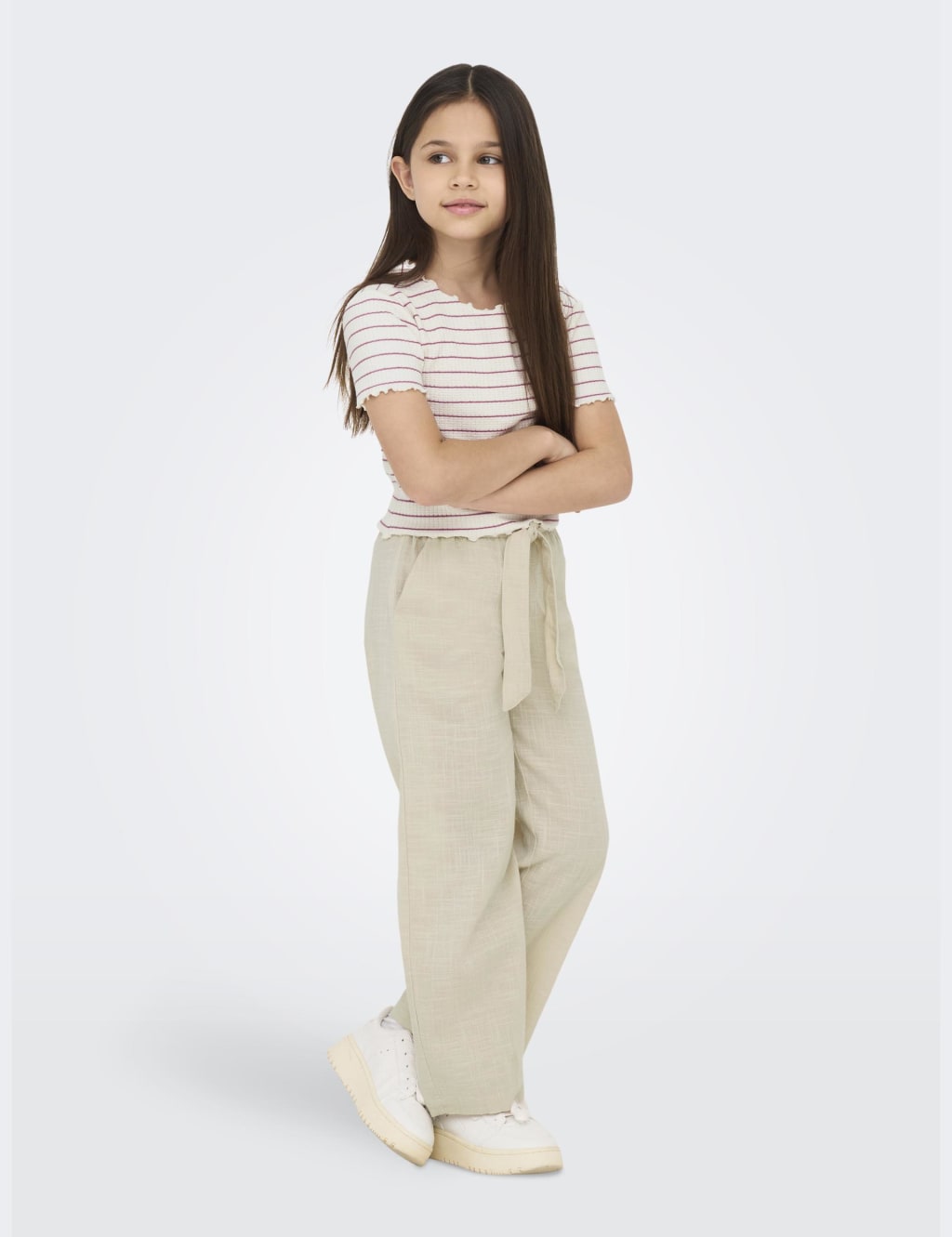 Cotton Blend Striped Cropped T-Shirt (7-14 Yrs) 3 of 5