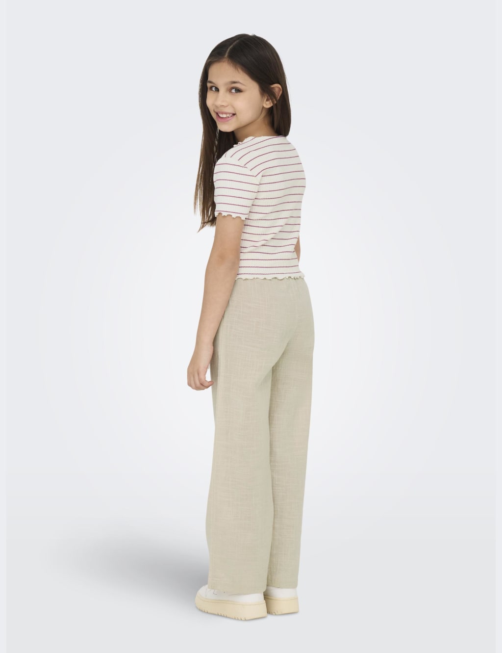 Cotton Blend Striped Cropped T-Shirt (7-14 Yrs) 4 of 5