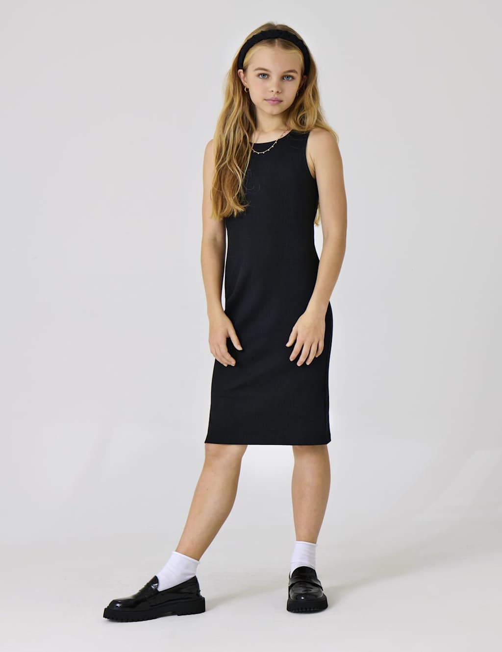 Cotton Rich Ribbed Dress (7-14 Yrs) 1 of 2