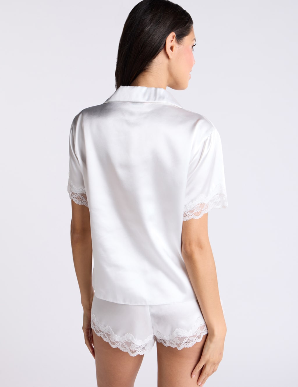 Amelia Satin Lace Trim Shortie Set 2 of 5