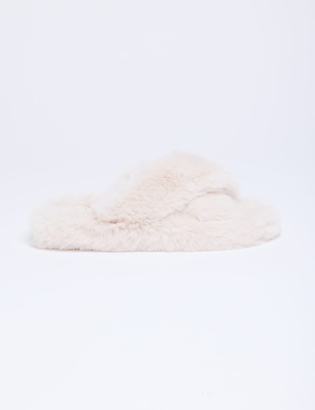 Faux Fur Crossover Slider Slippers