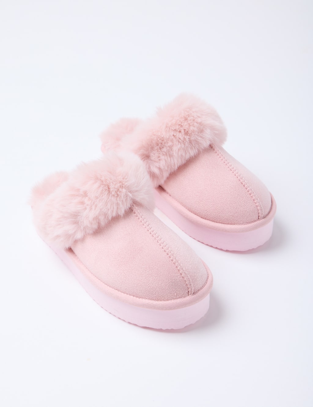 Faux Fur Lined Platform Mule Slippers 3 of 5