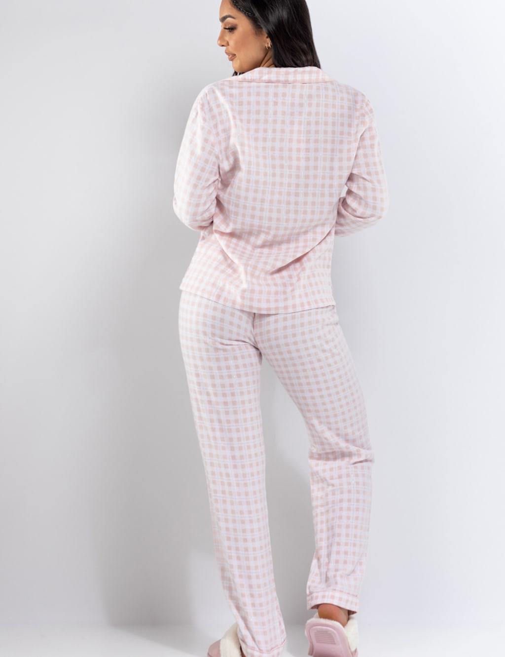 Gingham pajamas womens top