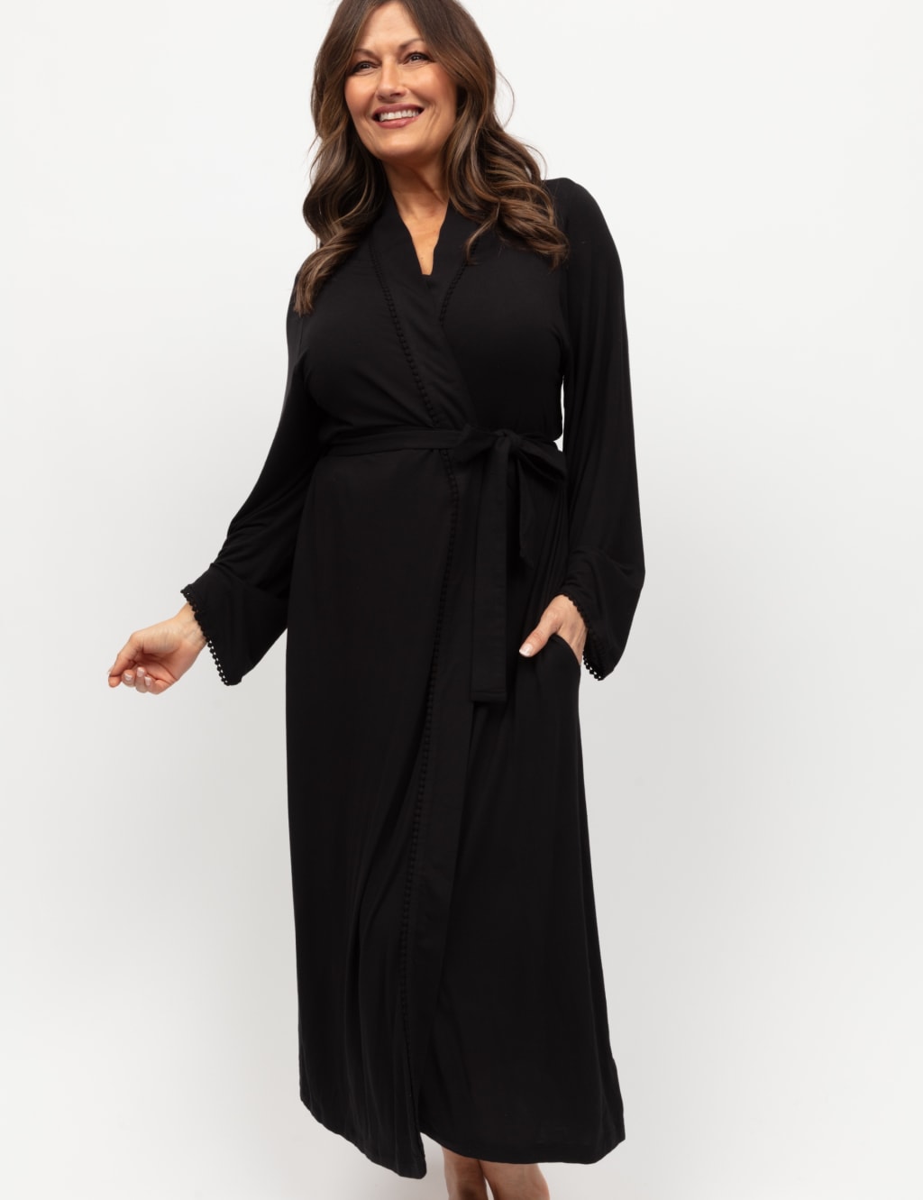 Modal Rich Lace Trim Dressing Gown Cyberjammies M S