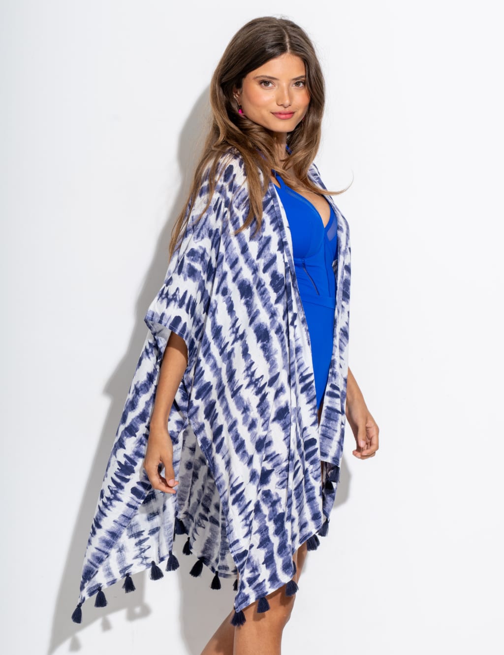 Tie Dye Tassel Mini Kimono Beach Dress 5 of 8