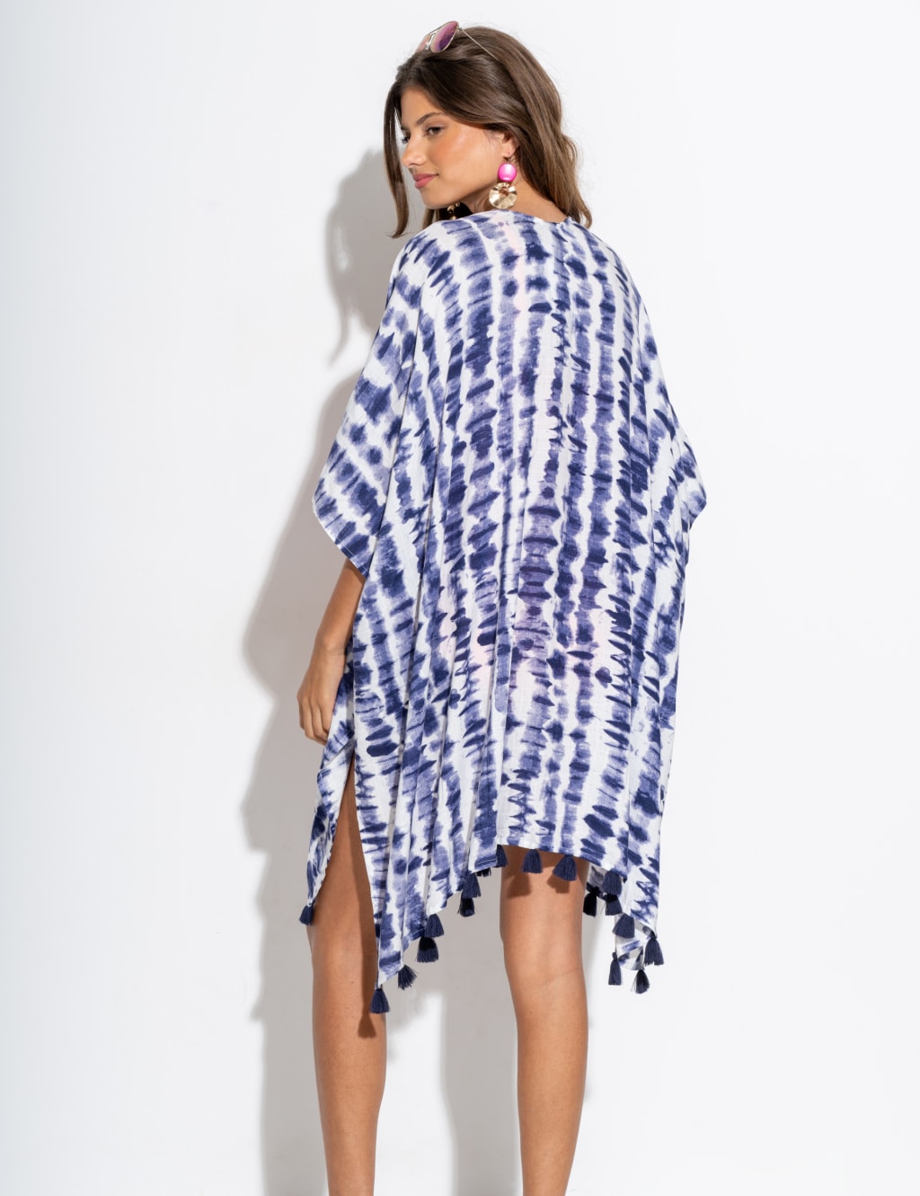 Tie Dye Tassel Mini Kimono Beach Dress 6 of 8