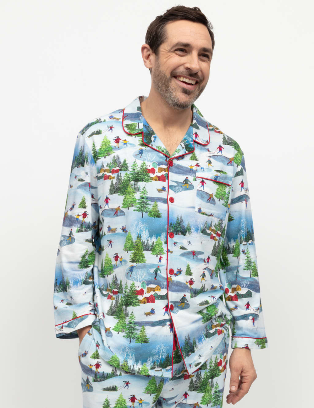 Men s Family Cotton Modal Blend Winter Scene Pyjama Top