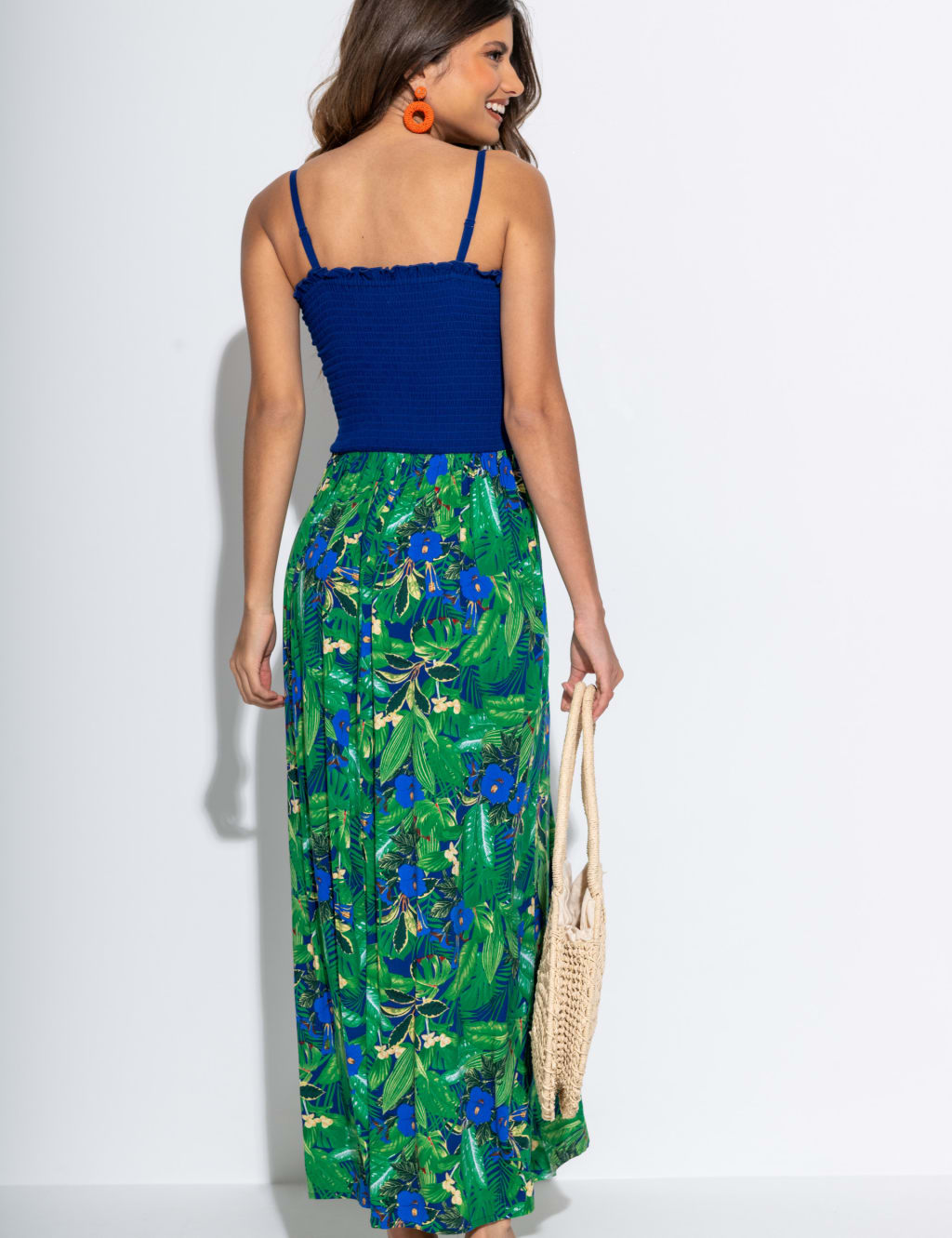 Floral Strappy Shirred Maxi Beach Dress 7 of 8
