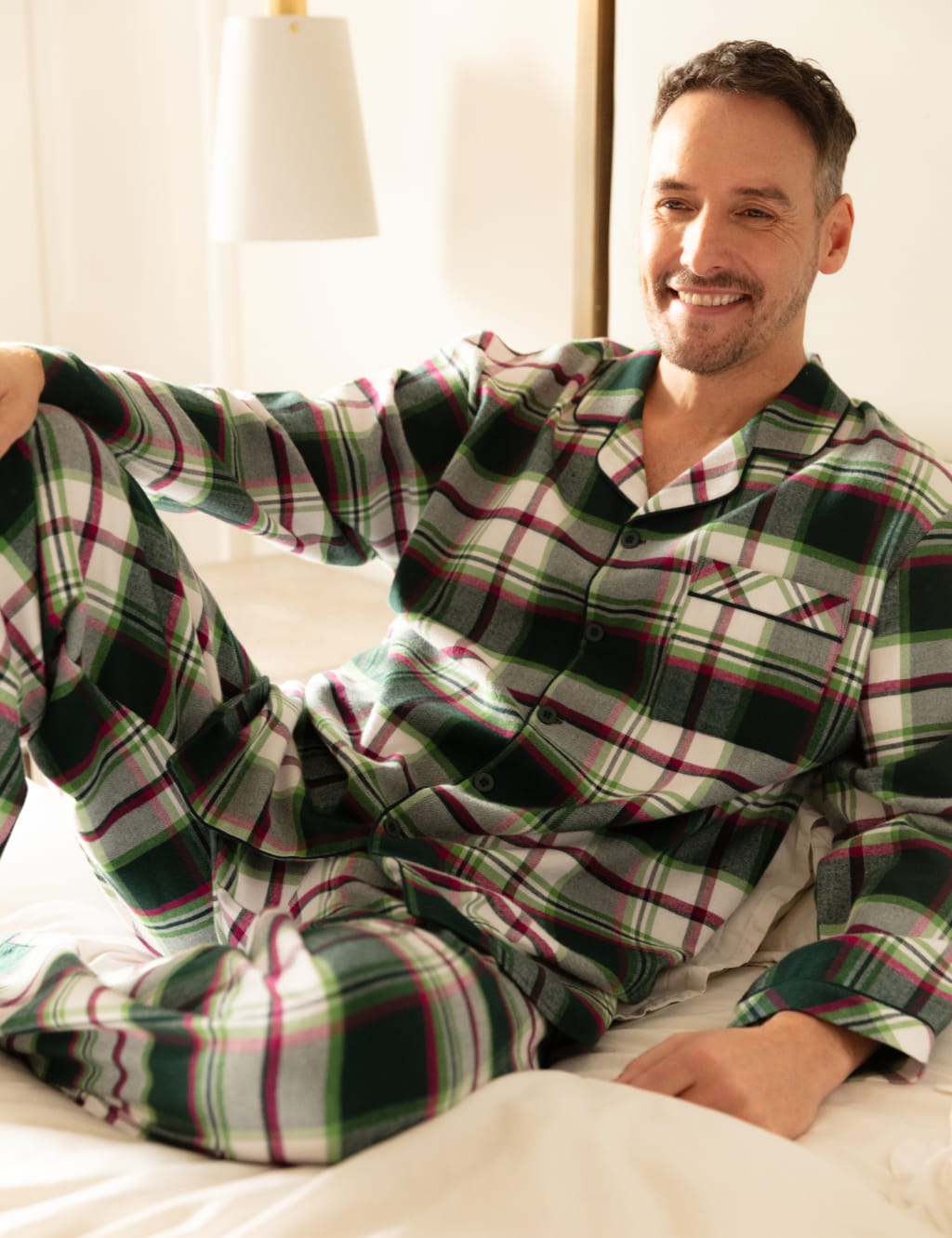 Men s Family Pure Cotton Checked Pyjama Top Cyberjammies M S