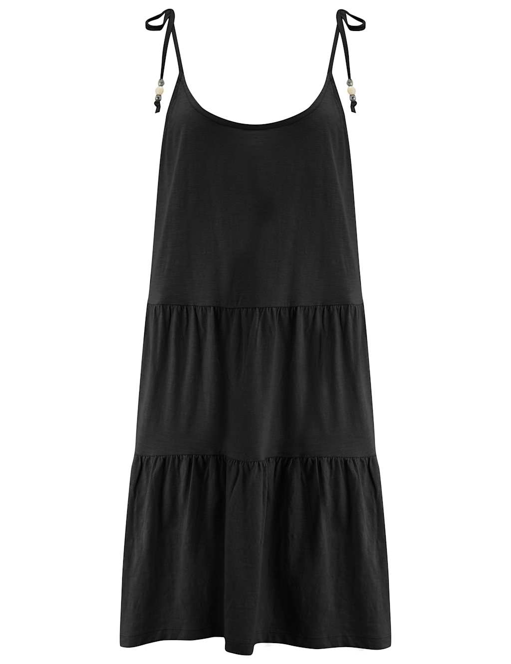 Pure Cotton Tie Detail Mini Tiered Beach Dress 2 of 8