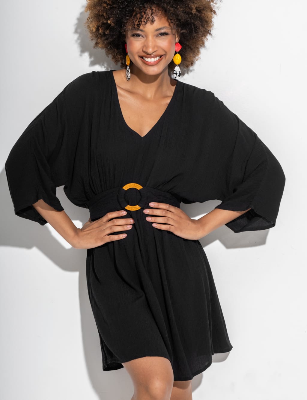 Crinkle V-Neck Beach Cover Up Kaftan 3 of 7