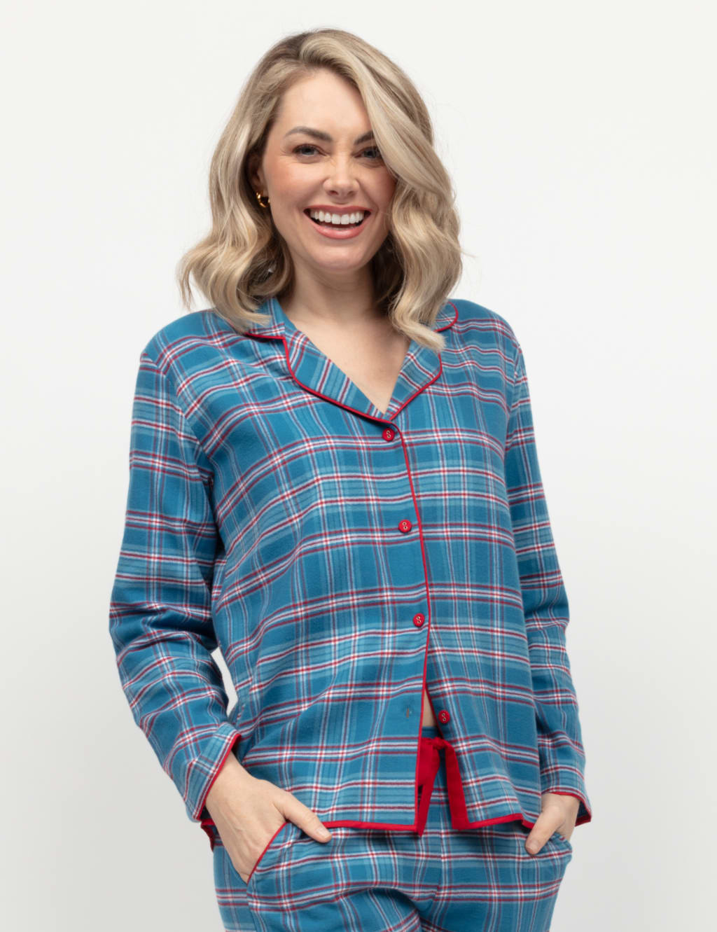 Womens Family Pure Cotton Checked Pyjama Top Cyberjammies M S