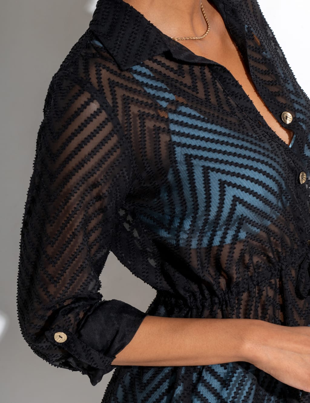Button Through Chevron Beach Shirt 5 of 7