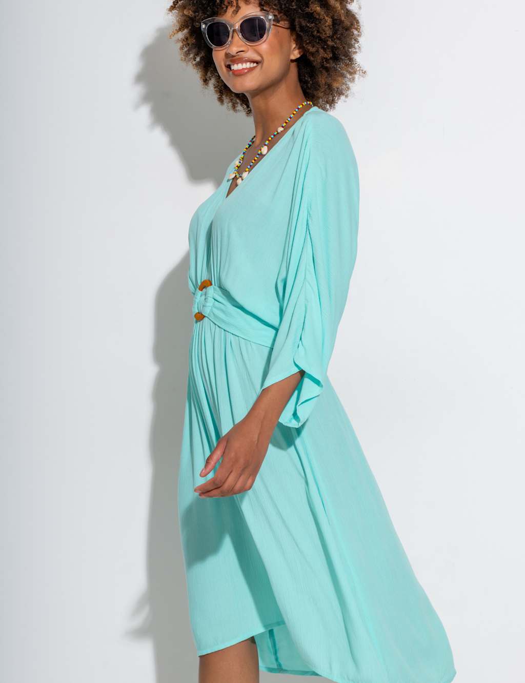 V-Neck Waisted Beach Dress 4 of 8