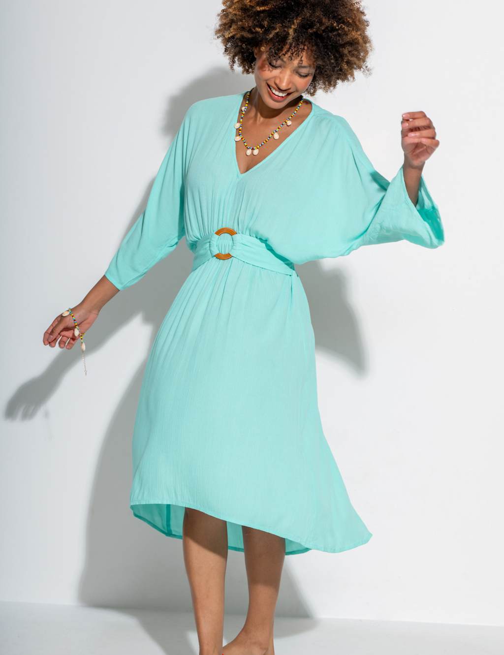 V-Neck Waisted Beach Dress 7 of 8